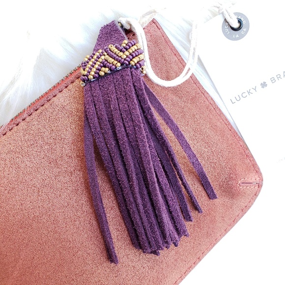 Lucky Brand Beaded Pom Pom Metallic Small Pouch - Picture 2 of 7